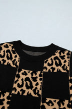 Leopard Checker Short Sleeve Knit Sweater
