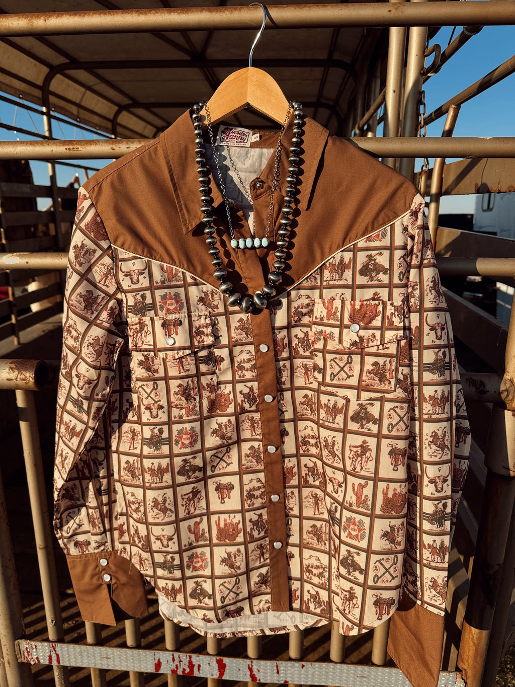 The Western Squares Pearl Snap Top