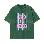 Unisex God is Good Print Washed T-Shirt – Aesthetic Christian Faith Graphic Tee, Retro Faith-Based Oversized Top