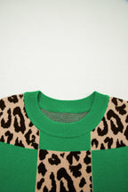 Leopard Checker Short Sleeve Knit Sweater