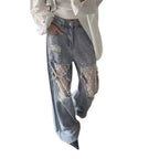 Women's Vintage Lace Stitching Ripped Jeans