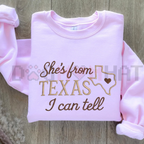 "She's from Texas" Embroidered Sweatshirt