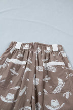 Western Cactus Cowgirl Hat Boot Printed Vintage Drawstring Jogger Pants