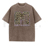 Vintage Leopard Graphic Washed T-Shirt – Retro 80s 90s Music Style Oversized Tee