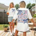 "American Honey" Coquette 4th Of July T-Shirt – Girly Vintage USA Graphic Tee, Premium 100% Cotton Independence Day Top, Soft Lived-In Heavyweight Retro Merica Shirt, Made in USA