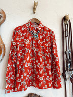 The Red Cactus Pearl Snap Top