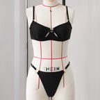 Pure Black Sexy Poly from Ear to Ear Special Shape Air Bikini Split Swimsuit Women