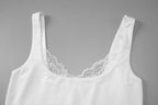 FDYOUI Sexy Lace Patchwork Tank Tops for Women Fashion Sleeveless Backless Cropped T-shirt Black White Y2K Skinny Corset Top