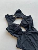 2026 New Summer Women Sexy Hollow Out One-piece Suit Swimwear Bodysuit Ring Decor Swimsuit High Waist Push Up Monokini Beachwear