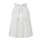 Women Fashionable Solid Color Summer Halter Tops Deep V Neck Sleeveless Backless Bubble Hem Vest