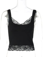 FDYOUI Chic Lace Patchwork Tank Tops for Women 2026 Summer Sleeveless Slim T-shirt Ladies Crop Top Y2K Streetwear Pink Corset
