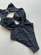 2026 New Summer Women Sexy Hollow Out One-piece Suit Swimwear Bodysuit Ring Decor Swimsuit High Waist Push Up Monokini Beachwear
