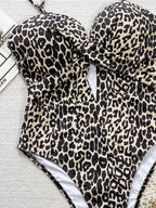 Women Leopard Print Swimsuit One Piece Push Up Hollow Bikini Swimwear Bathing Suit Beach Outfits Bodysuit Biquini Tankini