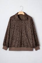 Leopard Corduroy Quarter-Zip Sweatshirt