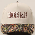 "Beer Me" Embroidered Trucker Hat — Leopard or Camo with Adjustable Strap & Breathable Mesh