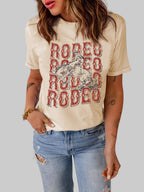 Women Letter Graphic Cuffed Tee Shirt