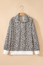 Leopard Corduroy Quarter-Zip Sweatshirt