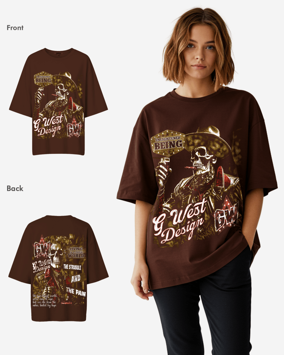 G West Womens Being Enlightened Acid Wash Premium Oversized Tee