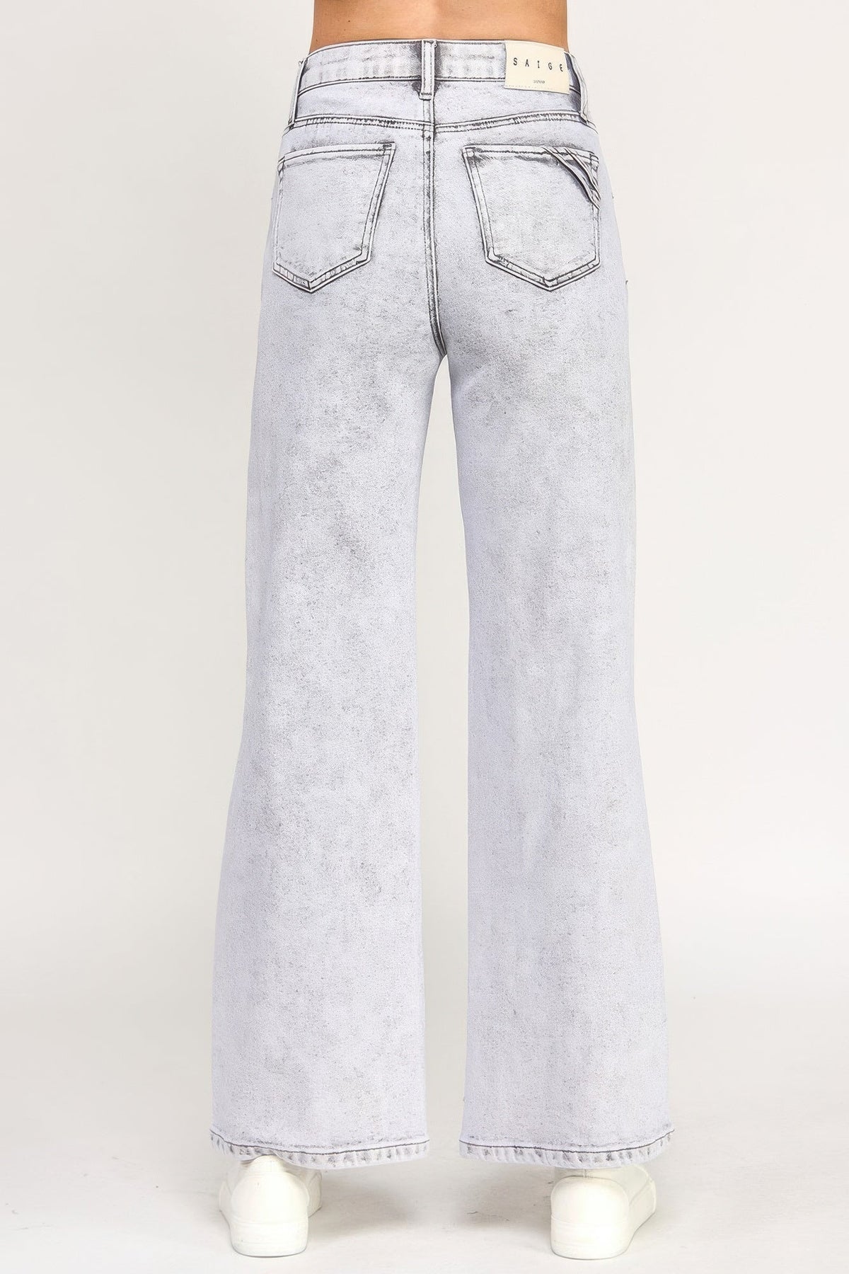 High Rise Wide Leg With Acid Grey