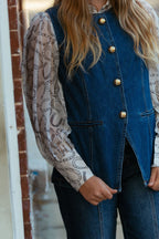 Turquoise Haven Sheer Chiffon Horseshoe Print Western Blouse — Black & White Lightweight Layering Top (Small and Large remaining)