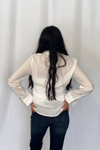 LUCKY & BLESSED "Mercedes" Ivory Western Button-Down Shirt — Tailored Long-Sleeve Cowgirl Staple