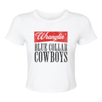 Wranglin’ Blue Collar Cowboys Crop Tee – Western Cowgirl Graphic Shirt