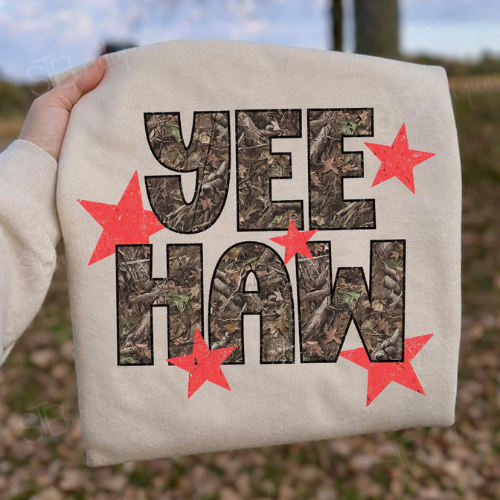 YeeHaw Camo & Stars Crewneck Sweatshirt - Preorder